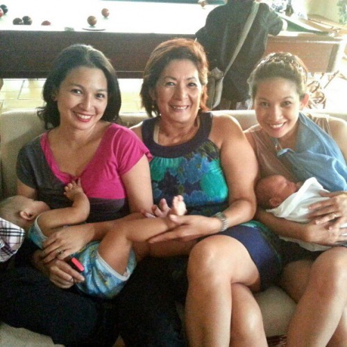 Here with my Mom who breastfed us  and my twin sister breastfeeding along side me :)